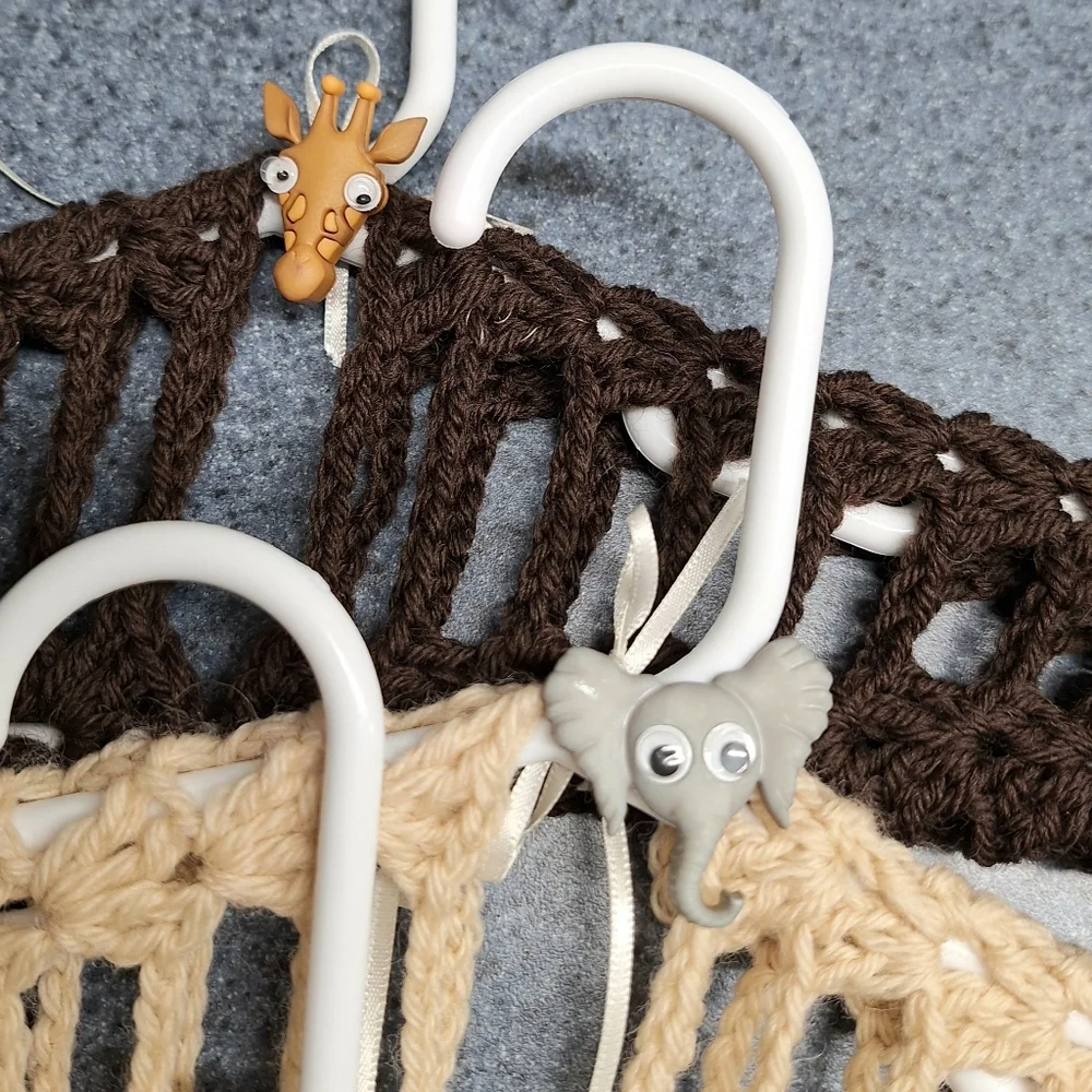 Handmade, Crocheted Children's Hangers With Animals, Cars, & Bows, Bundle of 10